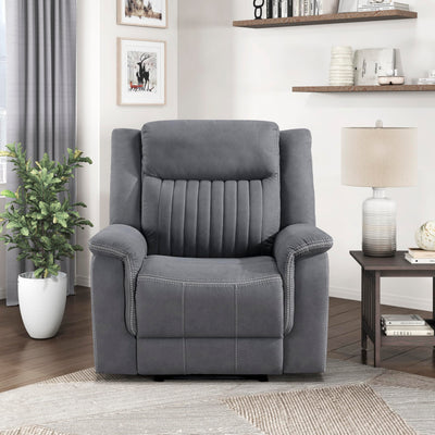 Lexicon Manual Recliner Chair, Polished Microfiber Reclining Sofa Chair, Home Theater Seating, Wall Hugger Manual Recliner for Living Room/Office/Apartment, Gray