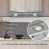 FIREGAS Under Cabinet Range Hood 30 inch, Ducted/Ductless Convertible Kitchen Hood Over Stove Vent, LED Light, 3 Speed Exhaust Fan, Reusable Aluminum Filters, Push Button, with Charcoal Filter FIREGAS