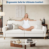 IDEALHOUSE 84 Inch Modern Sofa Couch, Large 3-Seater Sofa with Streamlined Armrests, Boucle Loveseat Wood Feet, Comfy Couch for Living Room, Apartment, Lounge, Beige IDEALHOUSE