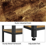 Yaheetech Tall End Table Set of 2, 18x14x29.5 inch Industrial Side Table with Strong Wooden Shelves, 2PCS Slim 3-Tier Telephone Table with Metal Frame for Living Room, Small Places - Rustic Brown Yaheetech