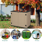 YITAHOME Outdoor Horizontal Storage Sheds w/o Shelf, 35 Cu Ft Lockable Resin Waterproof Shed, Ideal for Garden Tools, Easy to Assemble, Brown YITAHOME