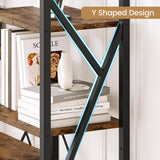 GAOMON 70.8” Triple Wide Rustic Brown 5-Tier Industrial Bookshelf with 14 Open Shelves GAOMON