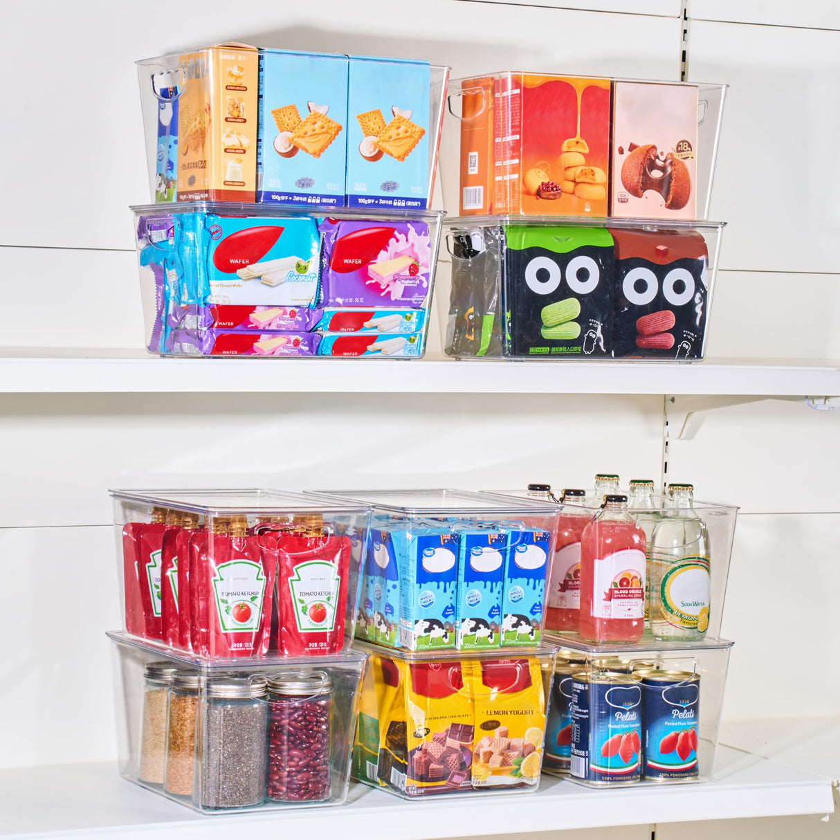 theaoo Clear Storage Bins with Lids Stackable - Large Plastic Containers for Pantry Organization and Storage - Perfect for kitchen,Fridge,Laundry Room,Bathroom,Garage,Closet,Cabinet Organizer - 8 Pack theaoo