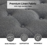Redlife 35" Wide Round Ottoman with Storage, Storage Ottoman Coffee Table, Tufted Round Ottoman Coffee Table Linen Fabric Round Coffee Table Ottoman with Storage (Dark Grey) Redlifeᅟᅠ