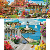 Bits and Pieces – Value Set of Three 500 Piece Jigsaw Puzzles for Adults – Autumn Well Wishes, Seacost Serenity, Floral Fantasy Jigsaw Puzzles by Artist Alan Giana, Completed Puzzle Size: 18" x 24" Bits and Pieces