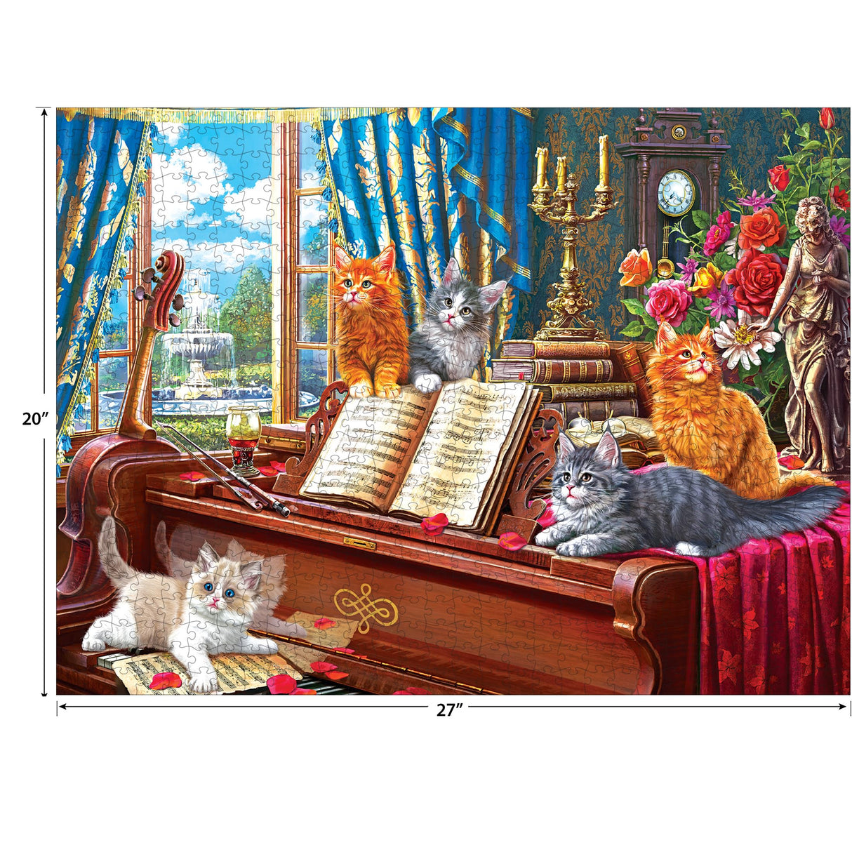 RoseArt - Fancy Cats - Piano Lessons - 750 Piece Jigsaw Puzzle for Adults RoseArt