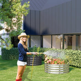 DIIYIV 3PCS 2x2x1FT Galvanized Raised Garden Bed Kit,Vegetable Boxes-Round Metal Flower Box,Large Planter Raised Beds Outdoor Garden for Planting,Fruit,Herb-Sliver DIIYIV