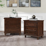 Merax Wood Nightstand with Drawers Set of 2, Bedside End Table with Pull Out Tray, Brown Merax
