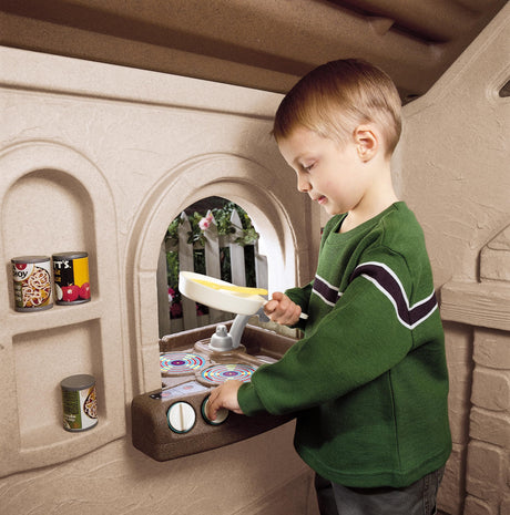 Step2 Naturally Playful StoryBook Cottage for Kids, Outdoor Playhouse with Realistic Details and Interactive Features for Toddlers, Ages 1.5+ Years Old, Easy Assembly Step2