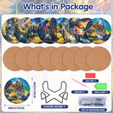 Sitsink Wolf Diamond Art Coasters - 8 Pcs DIY Wolf Eagle Deer Forest Landscape Adult Diamond Painting Coasters Kits with Holder for Adults Men Women Beginners Aniaml Lover Gift Crafts Supplies Sitsink