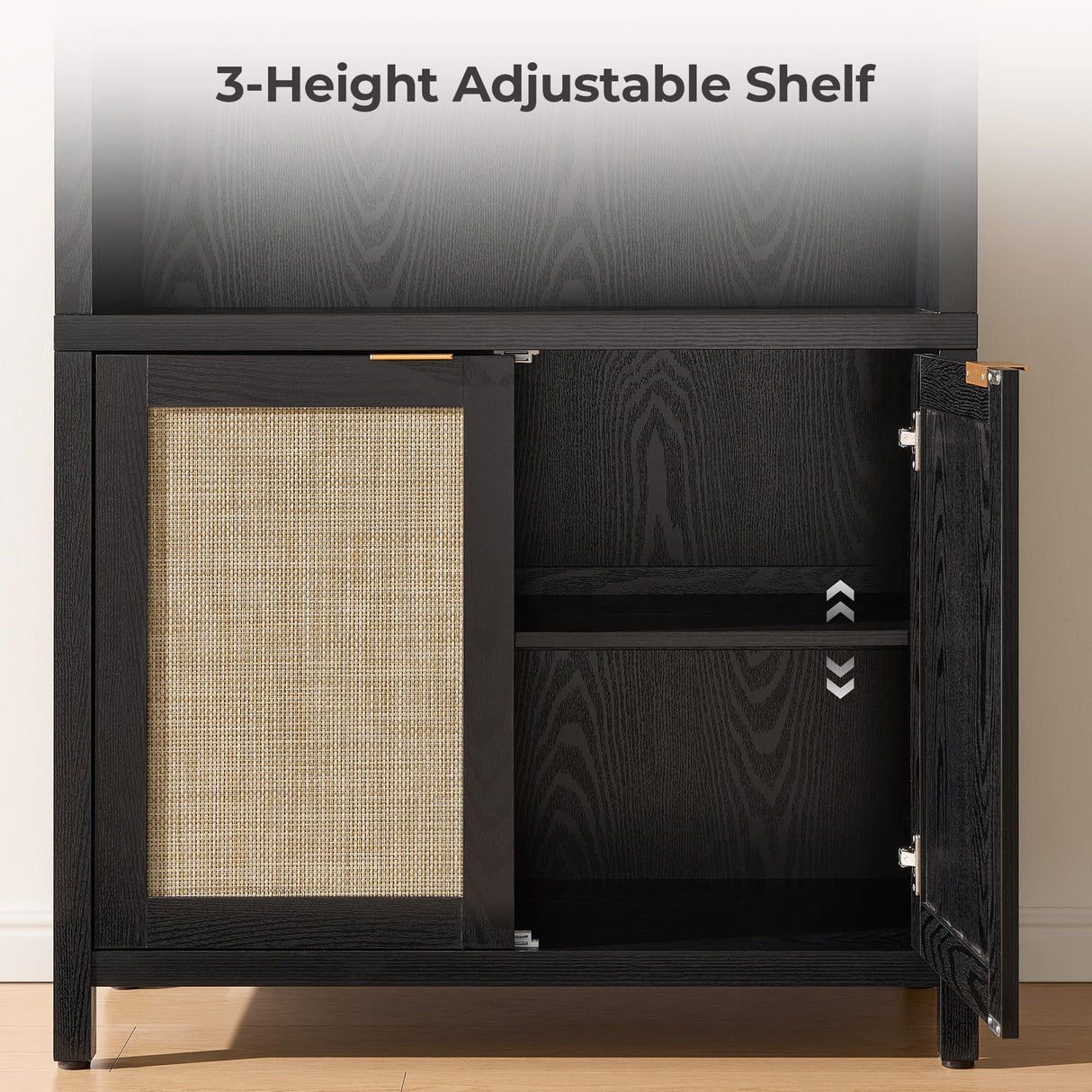 SICOTAS Book Shelf Arched Cabinet Bookshelf Arch 84.2" Tall Bookcase 5 Tier Large Bookshelves with Doors Storage Rattan Boho Wide Book Shelves Case for Living Room Kitchen Office Bedroom Library SICOTAS