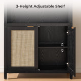 SICOTAS Book Shelf Arched Cabinet Bookshelf Arch 84.2" Tall Bookcase 5 Tier Large Bookshelves with Doors Storage Rattan Boho Wide Book Shelves Case for Living Room Kitchen Office Bedroom Library SICOTAS