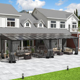 Kurapika 10’ x 24’ Gazebo, Wall Mount Gazebo Outdoor Pergola, Hardtop Lean to Gazebo Canopy Awnings with Sloped Roof and Sturdy Steel Frame, for Patio, Porch, Deck, Backyard(Grey) Kurapika