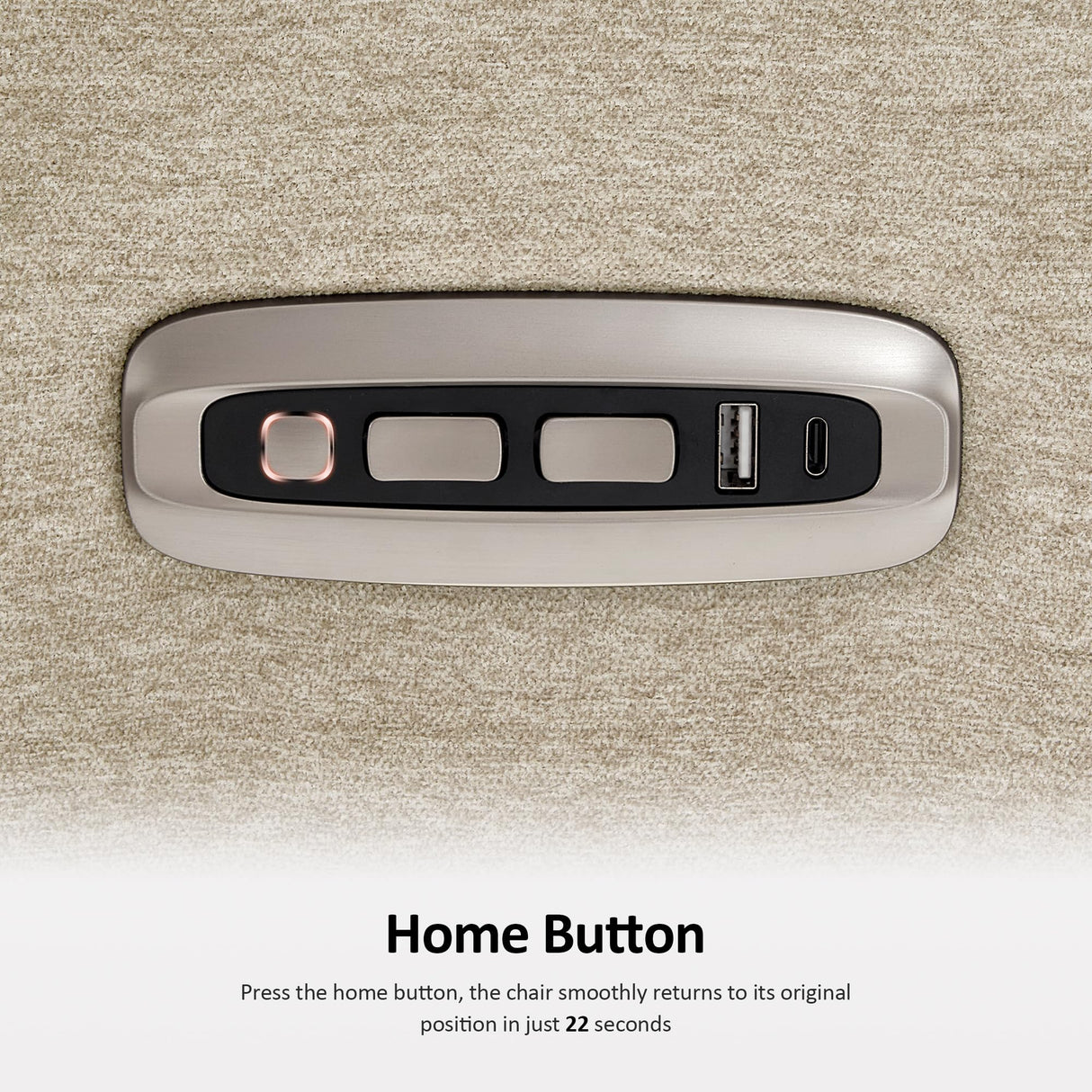 MCombo Wall-Hugger High Leg Power Recliner Chair with Adjustable Headrest and USB&Type C Dual Charge Ports for Living Room, Office, and Small Spaces, Fabric HL128 (Beige) MCombo