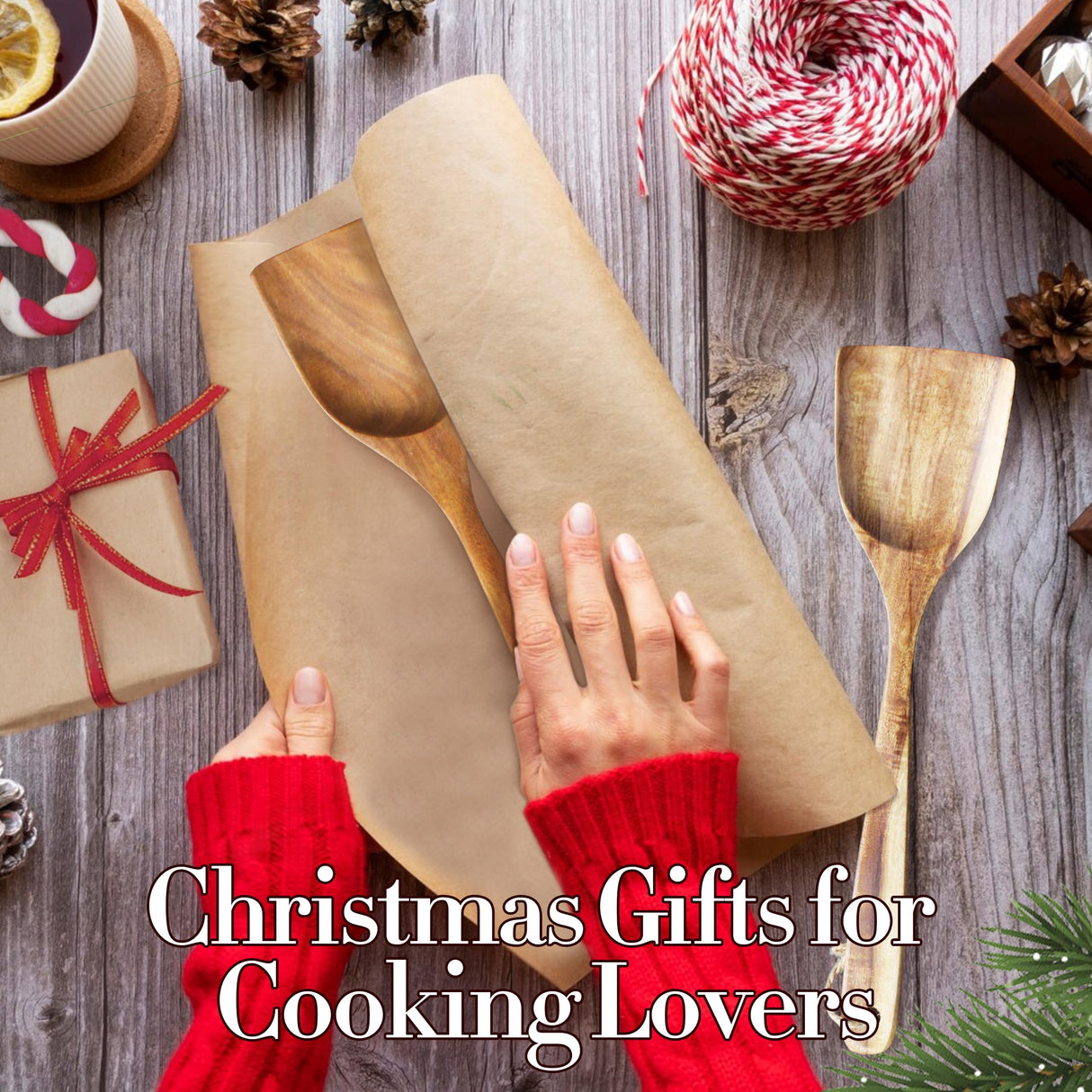 FJNATINH Large Wooden Wok Spatula, 13 Inch Natural Teak Long Handle Turner Coated Natural Resin, Handmade for Non-stick Cookware FJNATINH