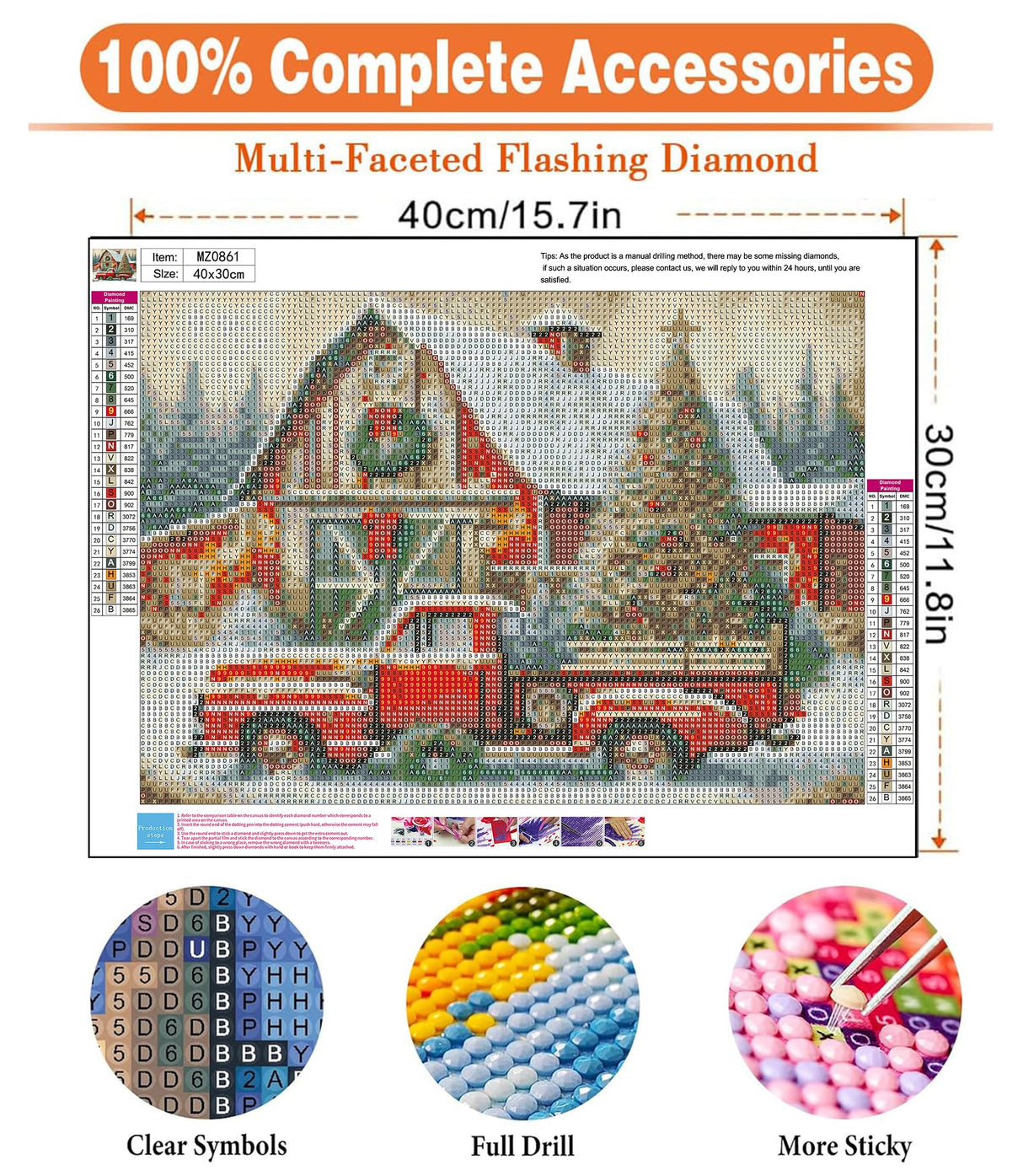 igoodom Diamond Art Kits for Adults, Christmas Diamond Painting Kit, Full Drill Round Christmas Red Truck Diamond Art Kits, DIY Gem Art and Crafts for Home Wall Decor Gift 16x12inch igoodom
