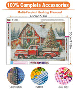 igoodom Diamond Art Kits for Adults, Christmas Diamond Painting Kit, Full Drill Round Christmas Red Truck Diamond Art Kits, DIY Gem Art and Crafts for Home Wall Decor Gift 16x12inch igoodom