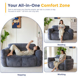 MAXYOYO Giant Bean Bag Chair for Adults, Ultra Soft Fluffy Loveseat Bean Bag Sofa, Oversized Floor Sofa for Living Room Bedroom, Cozy Reading Chair with Filler, Dark Grey MAXYOYO