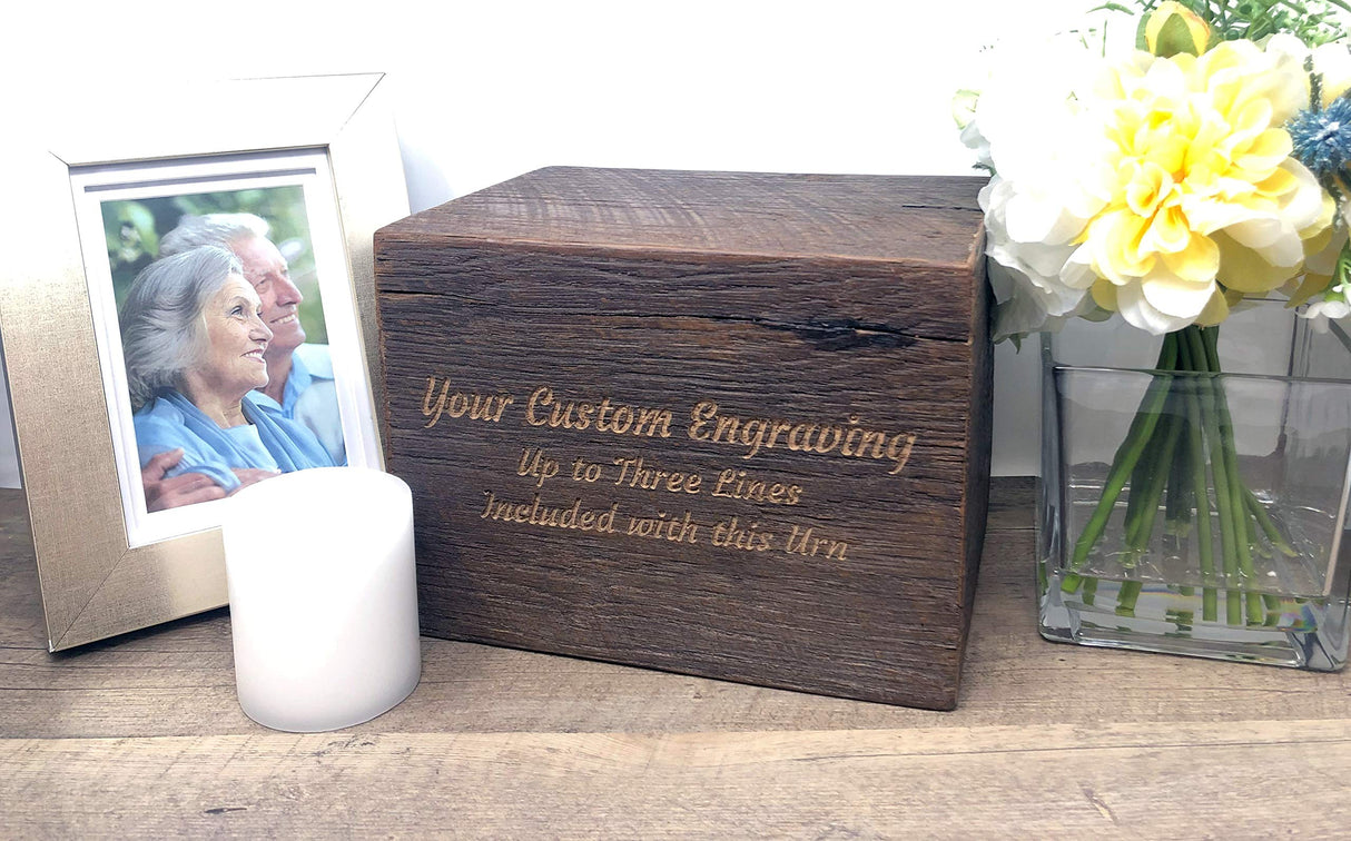 Reclaimed Barnwood Cremation Urn - Made in USA - Authentic Knots and Holes Visible on The Urn - Colors Will Vary Momentful Life