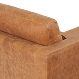 POLY & BARK Cognac Tan Brown Leather Couch - 88.5" Mid Century Leather Sofa with 2 Bolsters - Full Grain Camel Leather Couch - Feather-Down Topper On Seating Surface - Pure-Aniline Italian Leather POLY & BARK