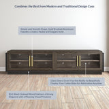 BELLEZE 83" TV Stand for TVs up to 85", Modern TV Cabinet & Entertainment Center with Shelves, Wood Storage Cabinet for Living Room or Bedroom - Brixston (Brown) BELLEZE