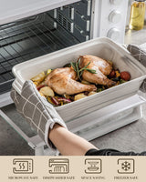 MALACASA Large Casserole Dish with Lid, 4.4 Quart Ceramic Baking Dish for Oven, 13 x 9 Lasagna Pan Deep with Lid, Microwave, Dishwasher Safe, Series BAKE-GREY MALACASA