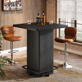 Tribesigns Bar Table, 39.37" High Wooden Square Bistro Pub Table with Metal Frame Footrest for Dining Coffee Cocktail Living Room, Small Space, Black Tribesigns