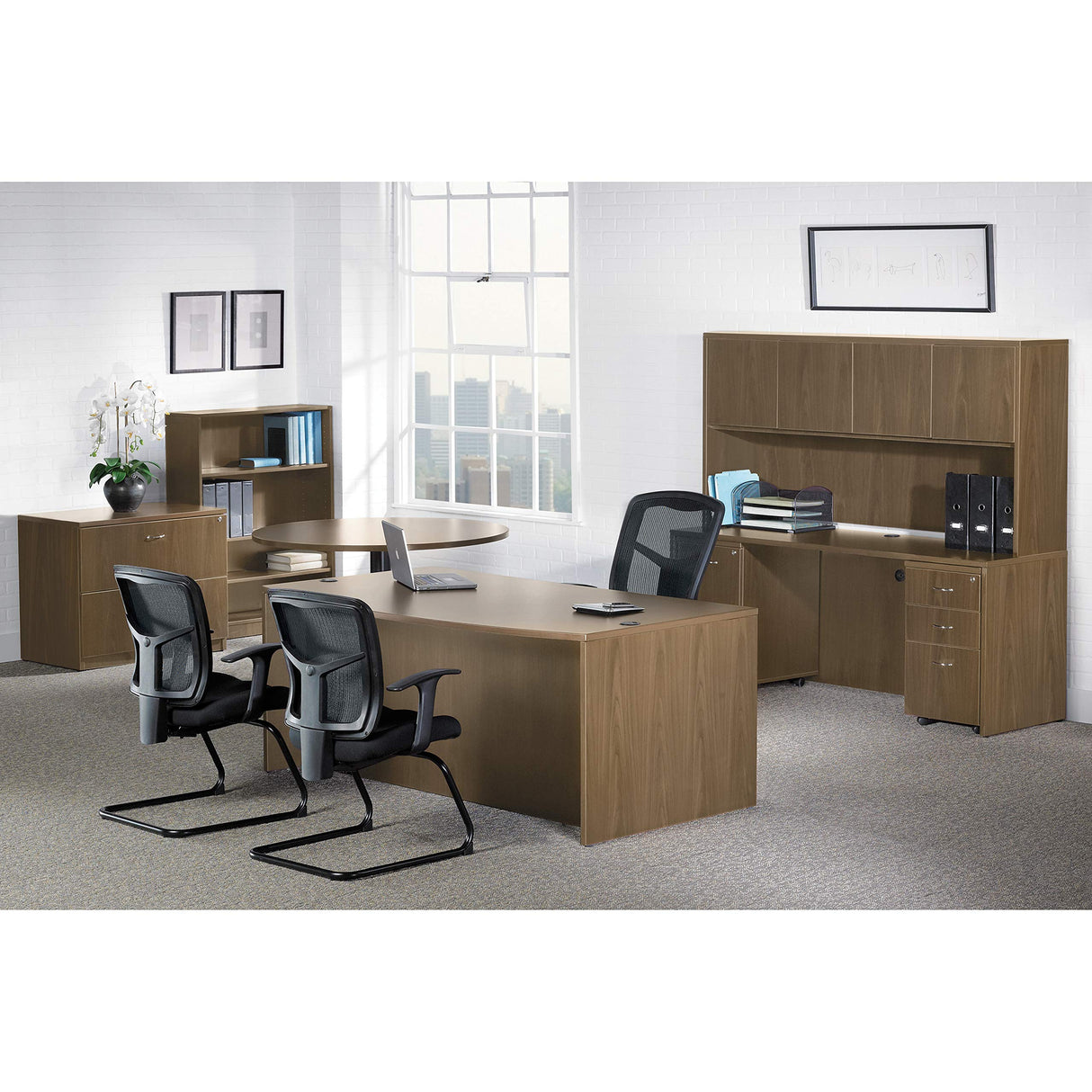 Lorell, LLR69988, Essentials Walnut Laminate Oval Conference Table, 1 Each Lorell