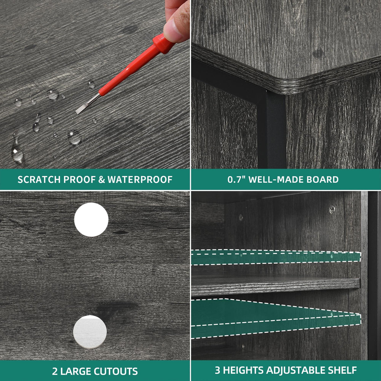 YITAHOME Farmhouse TV Stand with Power Outlet, Corner TV Stand for 55/50 Inch TV, Entertainment Center with Storage, TV Console Cabinet for Living Room, Grey Oak YITAHOME