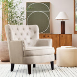 Rosevera Harris Velvet Upholstered Club Chair 34.5”H, Barrel Chair, Wingback Tufted Button Armchair, Contemporary Nailhead Accent Chair for Living Room, Bedroom, Recreation Room, Entryway, Small Space Rosevera
