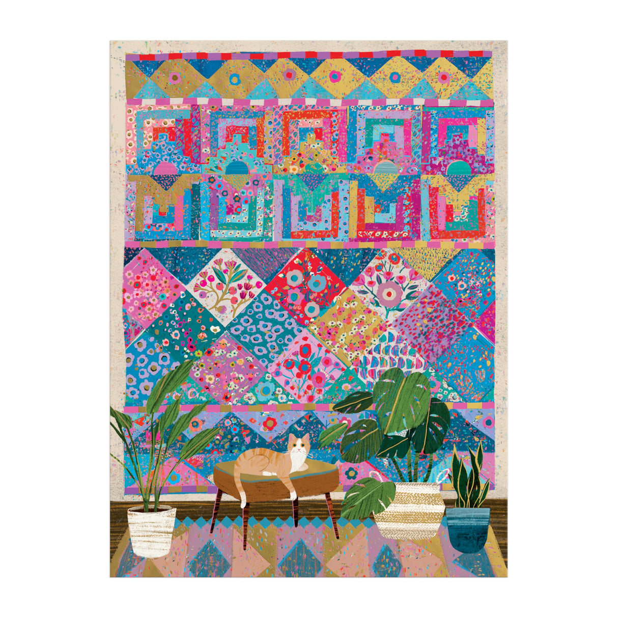 Galison Quilter's Corner – 1000 Piece Victoria Ball Jigsaw Puzzle Featuring Beautiful Artwork of Quilts and Textile Arts Galison