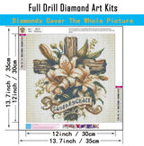 5D Cross Diamond Art Kits for Adults Beginners,DIY Full Round Drill Diamond Painting Kits Religious Cross With Lily Flowers, Paint by Diamonds Dot Gem Art Crystal Easy,Home Wall Decor 13.7X13.7Inch CHWGLFGG