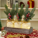 KIVIVO Christmas Centerpieces for Tables, Table Decor with Mason Jar, Flowers Picks, Farmhouse Wood Tray, 23 Pcs Christmas Winter Table Decorations Centerpieces, Xmas Holiday, Kitchen, Dining Decor KIVIVO