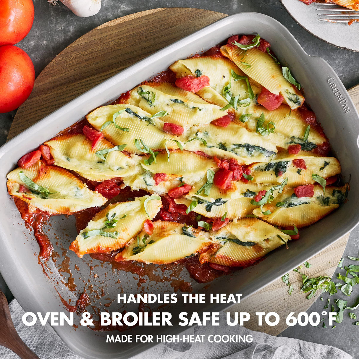 GreenPan Premiere Ovenware Healthy Ceramic Nonstick 4 Piece Bakeware Set, PFOA and PFAS-Free, Rectangular, Square, Quarter, Half Sheet Baking Pans, Warp-Free, Oven Safe to 600F, Dishwasher Safe, Gray GreenPan