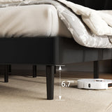 Queen Bed Frame with Headboard and Wingback, Velvet Upholstered Platform Bed, Mattress Foundation with Wooden Slat Support, No Box Spring Needed, Easy Assembly, Noise Free, Black Sismplly