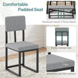 HUGROVE 6-Piece Dining Table Set, 51.18'' Faux Marble Rectangular Table with 4 Linen Upholstered Dining Chairs and Bench, Modern Kitchen & Dining Room Furniture for Family Gathering HUGROVE