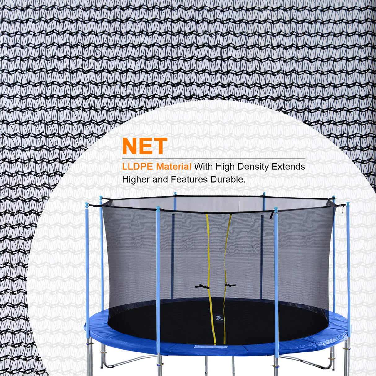 Exacme Enclosure Set Inner Safety Net with 12 Poles for 16 Foot C-Series Trampoline Exacme
