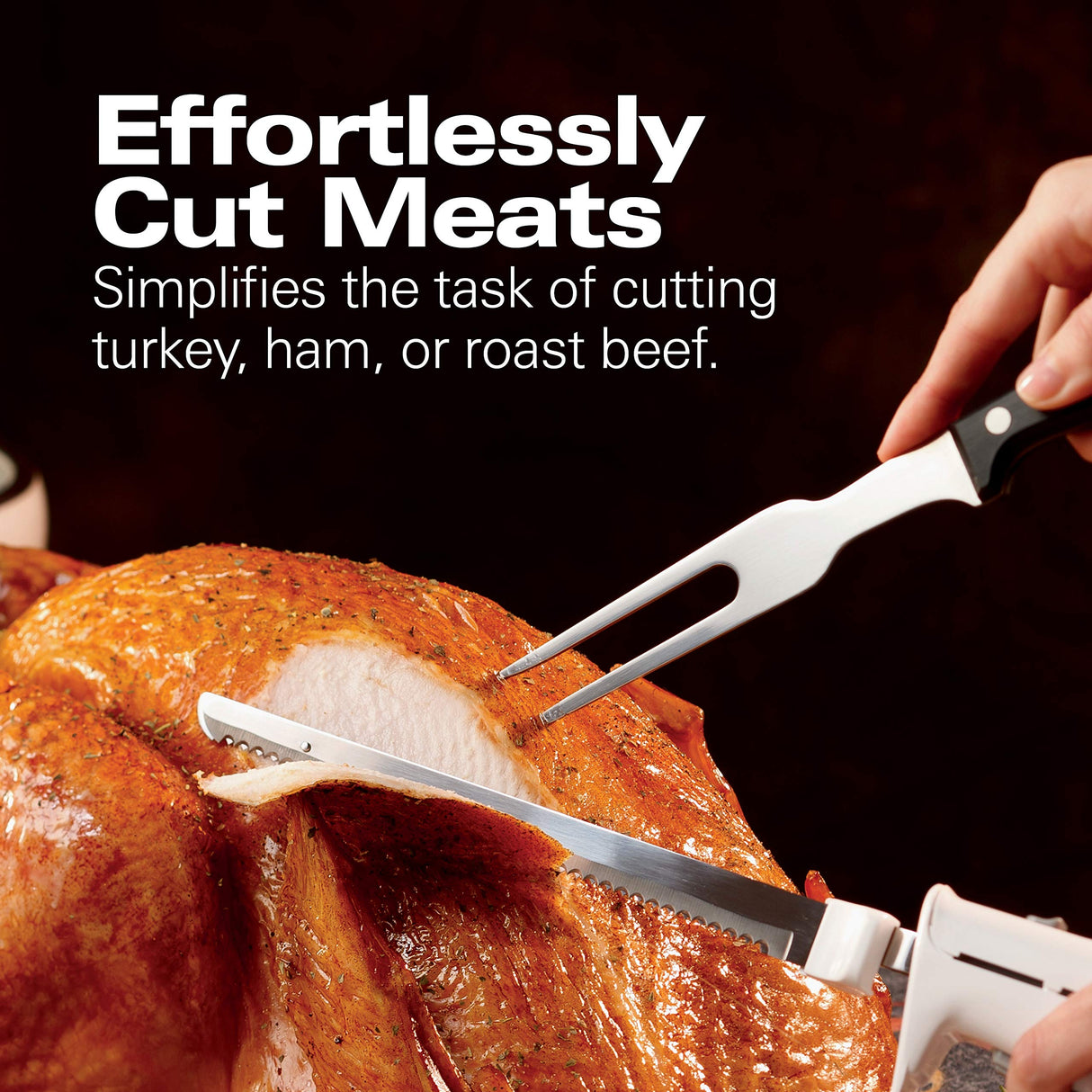 Hamilton Beach Electric Knife Set for Carving Meats, Poultry, Bread, Crafting Foam & More, Reciprocating Serrated Stainless Steel Blades, Ergonomic Design Storage Case + Fork Included, 5Ft Cord, White Hamilton Beach
