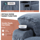 Comermax Fabric Massage Recliner Chairs with Heat Massaging Manual Reclining Chair Overstuffed Heated Recliners with Cup Holders for Adults Blue Comermax
