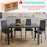 Gizoon 5 Piece Glass Dining Table Set, Kitchen and Chairs for 4, PU Leather Modern Room Sets for Home, Kitchen, Living Room Gizoon