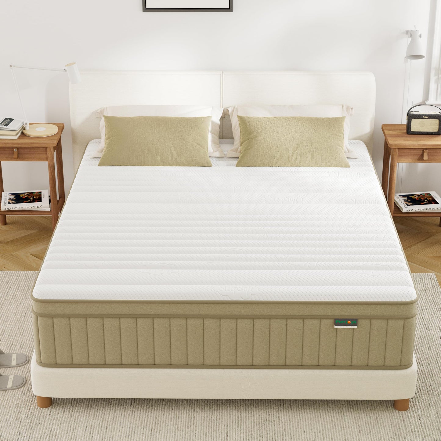 PurrJoys Queen Mattress Firm, 14 Inch Queen Size Mattress in a Box,Hybrid Memory Foam Queen Mattress with Individual Pocket Spring for Motion Isolation & Pressure Relief