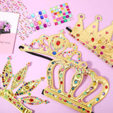 Civaner 17 Pcs Princess Party Crowns Set DIY Tiaras Making Kit for Kids with Diamond Stickers, Party Favors and Supplies(Gold) Civaner