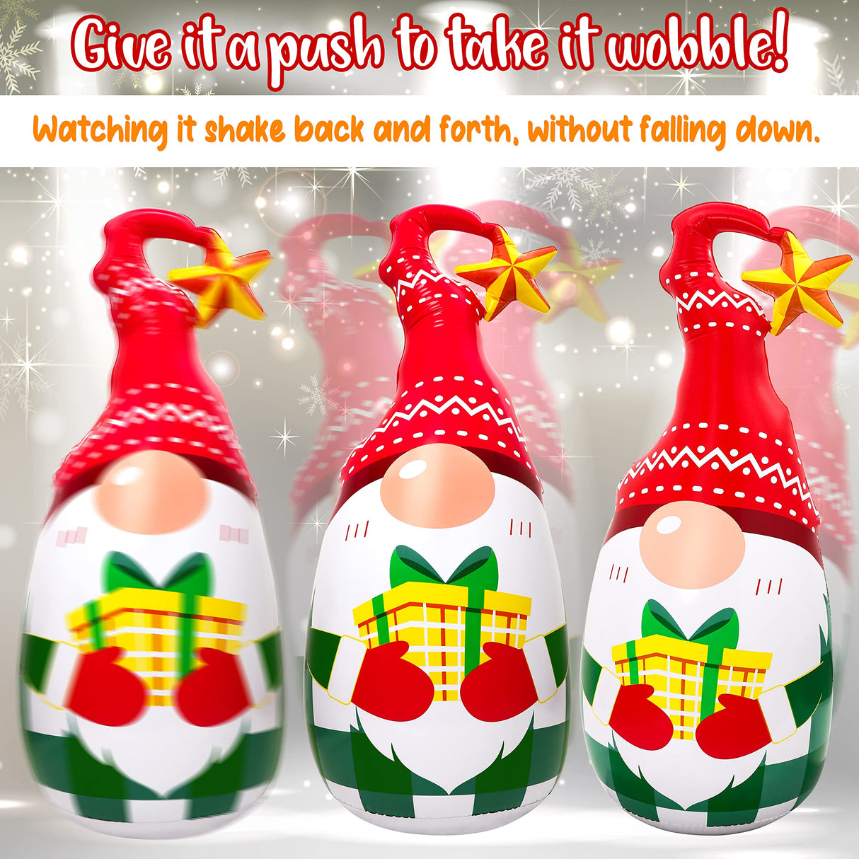 5Ft Lighted Outdoor Christmas Decorations Inflatables - Blow Up Gnome Tumbler Xmas/Winter Holiday/Happy New Year 2025 Display Indoor Party Decor Supplies Renbuzhu