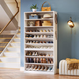 IRONCK Shoe Storage Cabinet, 10-Tier Shoe Organizer for Closet Entryway, Wooden Shoe Rack Holds 36 to 52 Pairs, Adjustable Shelves & Hook, Entryway Furniture Shoe Cabinet IRONCK