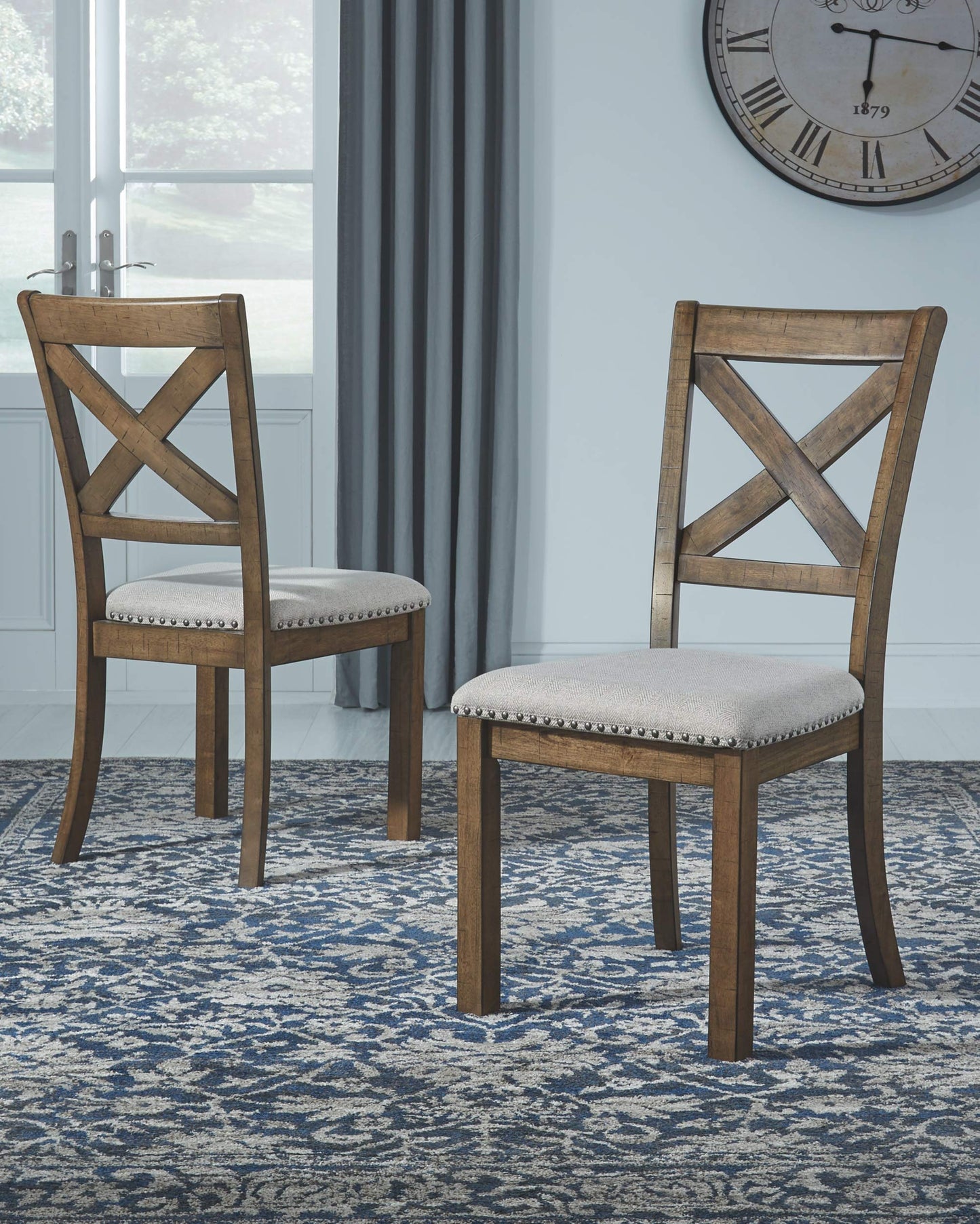 Signature Design by Ashley Moriville Modern Farmhouse 19" Upholstered Dining Room Chair, 2 Count, Brown - WoodArtSupply