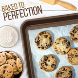 NutriChef 2-Piece Nonstick Baking Sheet Pans - Premium Carbon Steel Oven Bake Trays w/ Non-Stick Coating - Large & Medium Sized Cookie Sheets for Baking - Champagne Gold NutriChef