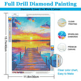 Upigi Diamond Painting Kits for Adults,Sunset Bridge DIY 5D Diamond Painting Kits for Beginners,Round Full Drill Gem Art Crafts Kit for Home Wall Decor 12 x 16 Inch Upigi