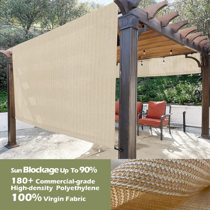 Alion Home Custom HDPE Permeable Canopy Sun Shade Cover Replacement with Rod Pockets for Pergola (16' x 9', Banha Beige) - WoodArtSupply