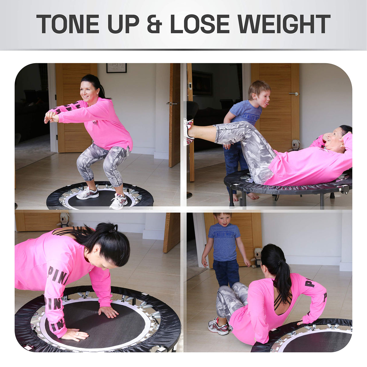 Maximus Life Bounce & Burn Foldable Indoor Mini Trampoline Rebounder USA for Adults | Fun Way to Lose Weight and get FIT! Plus Rebounding Exercise DVD | Optional Handle Bar | Already Assembled MXL MaXimus Life