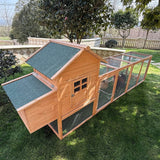 GOJOOASIS 120" Outdoor Wooden Chicken Coop for 4-6 Chickens Hen House Poultry Cage with Run and Nesting Box Indoor and Outdoor Use (D) GOJOOASIS